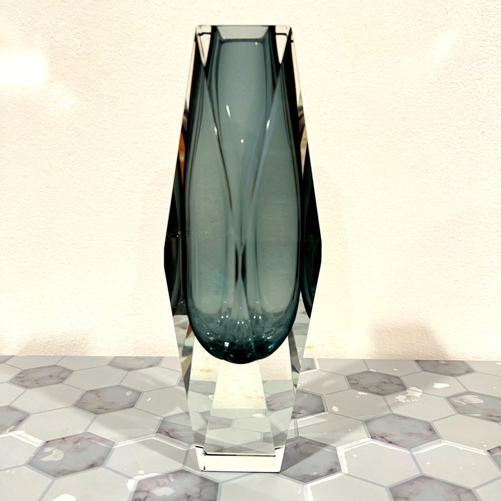 Flavio Poli  Italian Mid-Century Murano Crystal Vase in Grey 1960s /70s